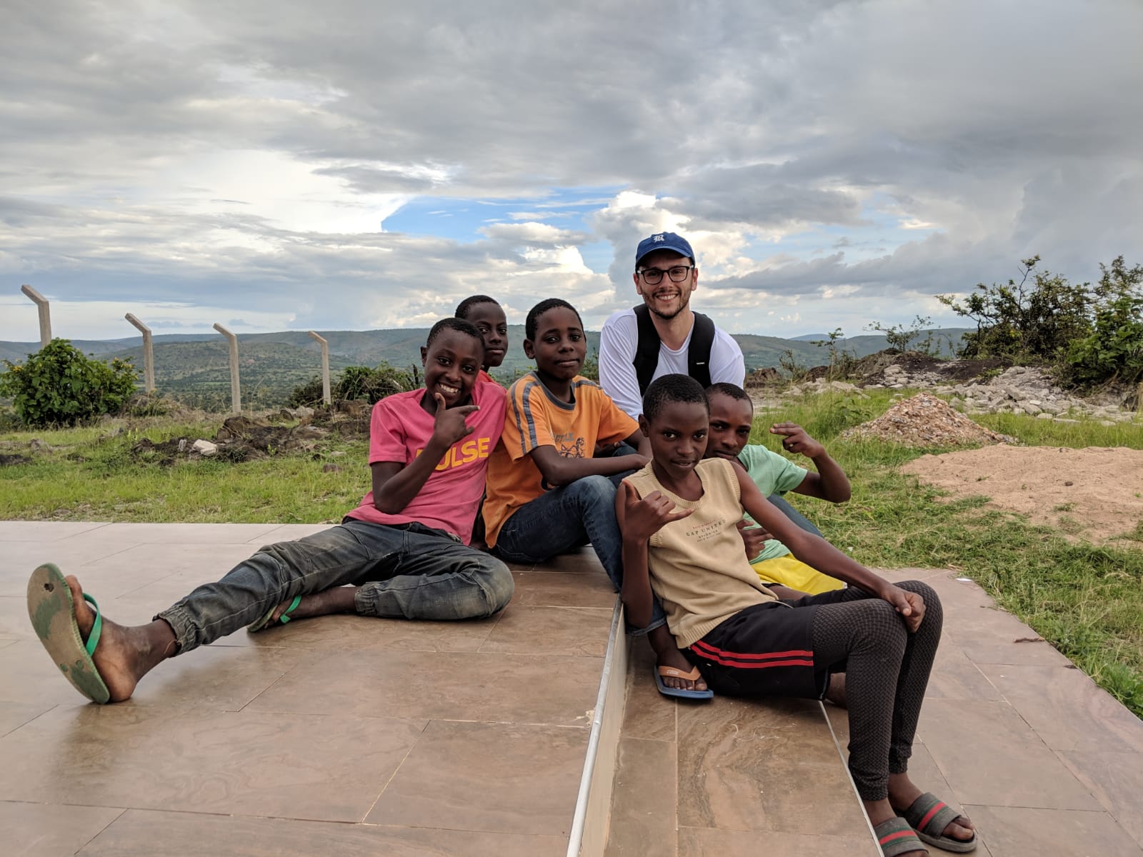 student with children