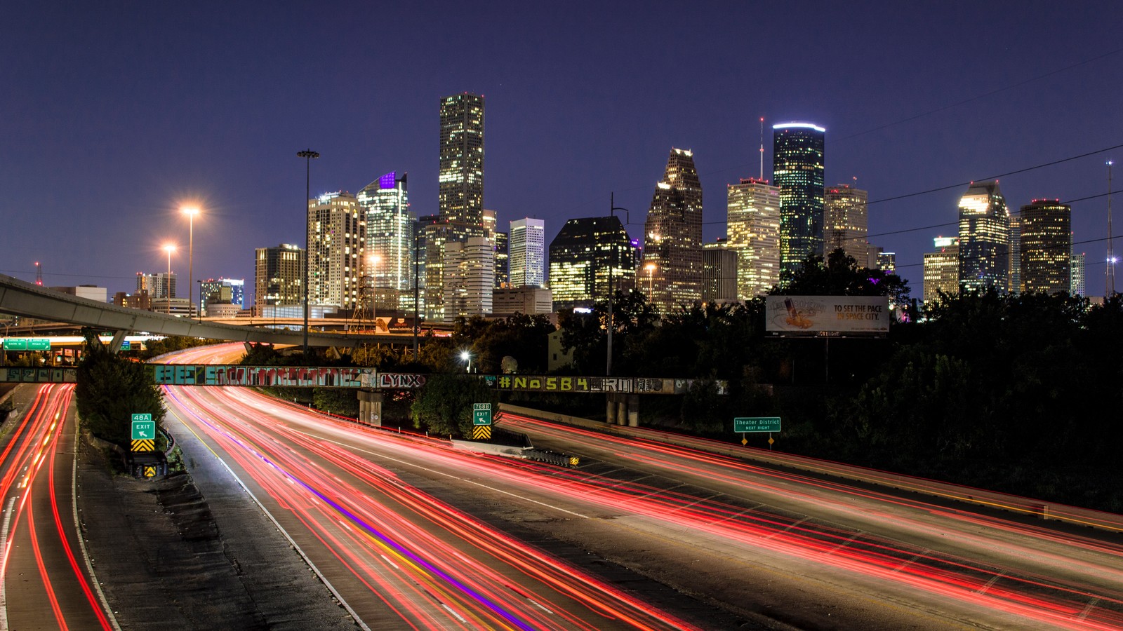 Houston night downtown view