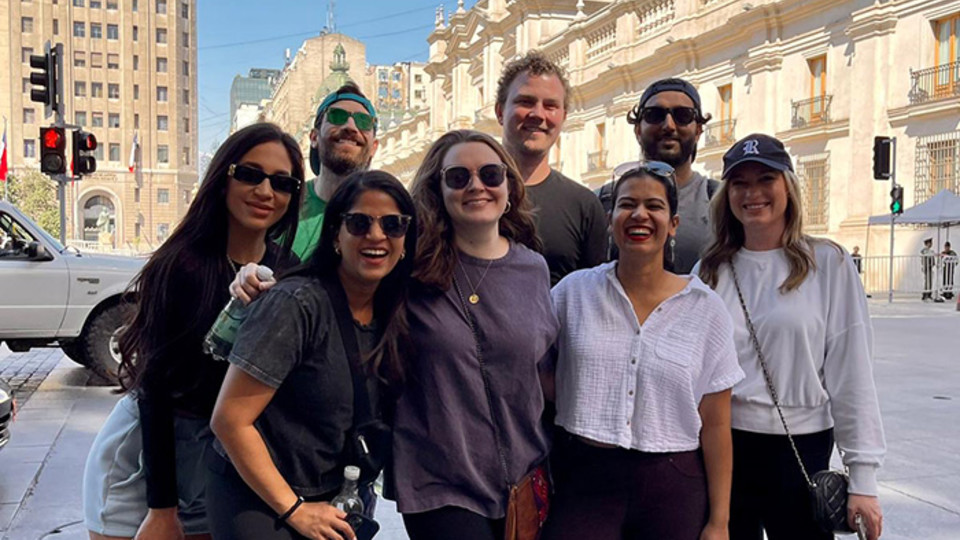 Abbey Hartgrove with students in Chile