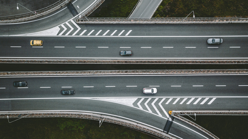 Aerial view of highway