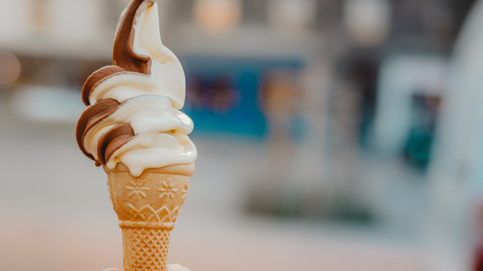 mixed soft-serve ice cream cone