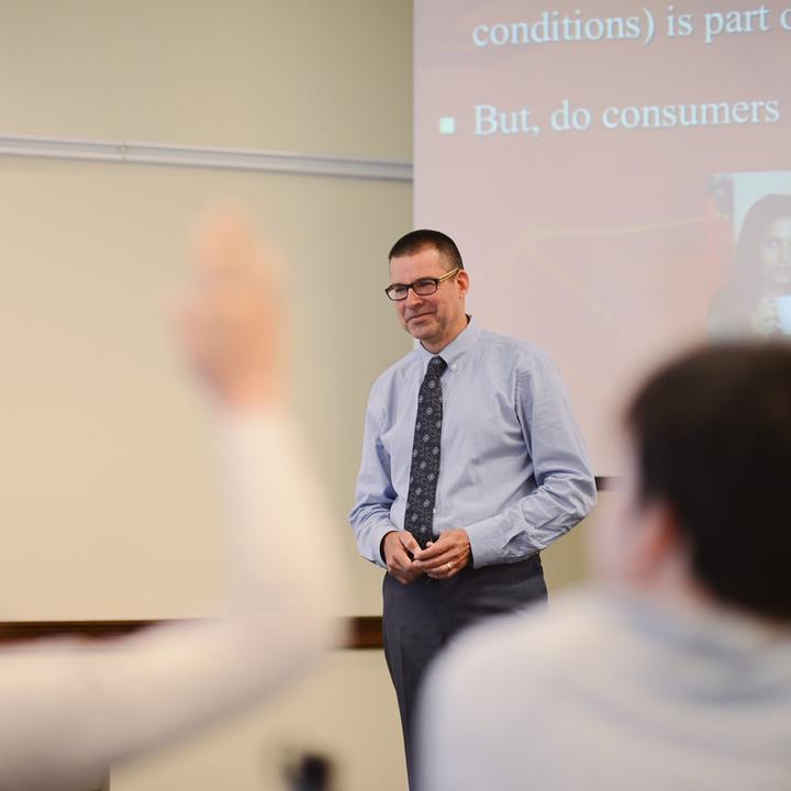 Rice University Professor Doug Schuler teaching in class