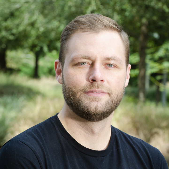 Scott Gale wearing a black t-shirt