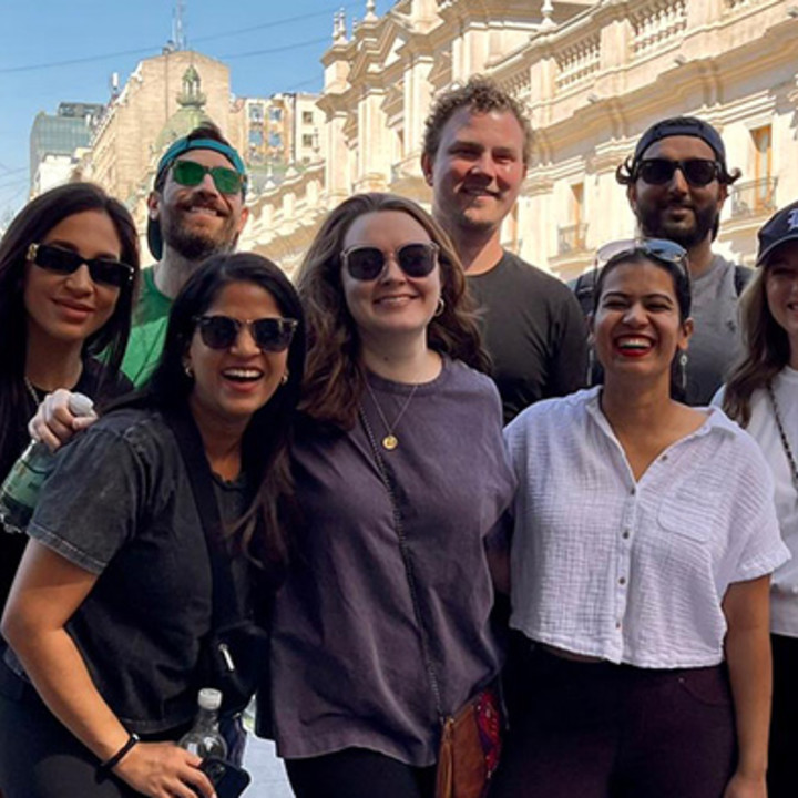 Abbey Hartgrove with students in Chile